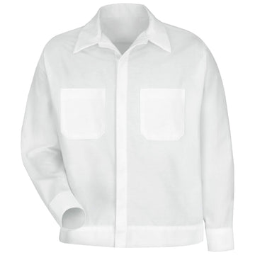 Men's Button-Front Shirt Jacket by Red Kap – Small, Polyester, White, Model SP35WH