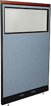 Global Industrial 48-1/4"W x 77-1/2"H Deluxe Electric Office Partition Panel with Partial Window, Blue
