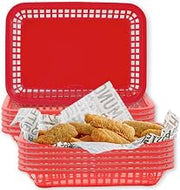 Cash and Carry Grande Basket, Red, Platter Food Basket, Durable Design, Ideal for Serving and Display, Versatile Use, Pack of 12, Vibrant Red Color by Tablecraft – Model C1077R