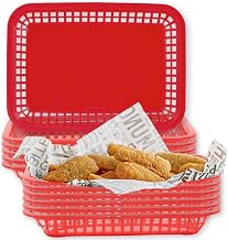 Cash and Carry Grande Basket, Red, Platter Food Basket, Durable Design, Ideal for Serving and Display, Versatile Use, Pack of 12, Vibrant Red Color by Tablecraft – Model C1077R