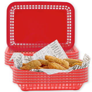 Cash and Carry Grande Basket, Red, Platter Food Basket, Durable Design, Ideal for Serving and Display, Versatile Use, Pack of 12, Vibrant Red Color by Tablecraft – Model C1077R