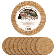 Bavify Round Woven Placemats, 13 Inch Diameter, Set of 10, Natural
