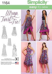 Simplicity 1164 Women's Double Layer Wrap Dress and Skirt Sewing Pattern, Sizes XS-XL