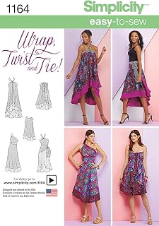 Simplicity 1164 Women's Double Layer Wrap Dress and Skirt Sewing Pattern, Sizes XS-XL