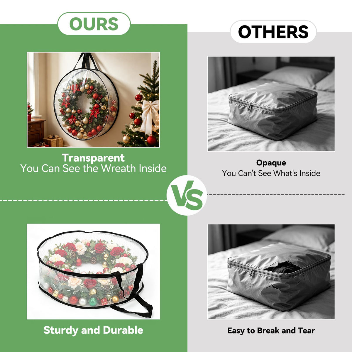 EverPetal Wreath Storage Bag, Round 24 Inch, 4-Pack