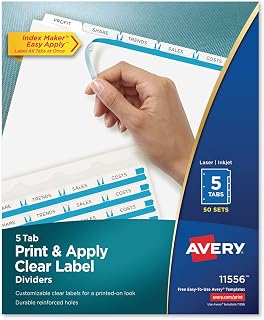 Avery AVE11556 - Print and Apply Index Maker Clear Label Dividers