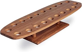 PacknWood 210SBAM20 - Bamboo Food Cone Stand and Temaki Display Bamboo Holder - Biodegradable Bamboo Cone Holder Stand for Starters, Sushi, Ice Cream (20 Holes, 19.6" x 5.9)
