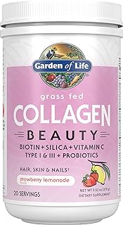 Garden of Life Grass Fed Collagen Beauty Powder, Strawberry Lemonade