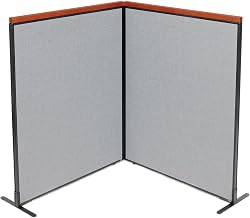 Global Industrial 48-1/4"W x 61-1/2"H Deluxe Freestanding 2-Panel Corner Room Divider, Gray