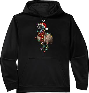 Emu Bird Festive Lights Xmas Santa Hat Emu Christmas Performance Hoodie
