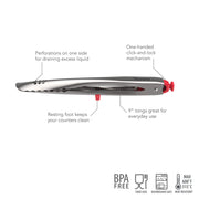 Kitchen 9" Cooking Tongs by Tovolo – 9" (Pack of 2), Stainless Steel, Candy Apple, Model 81-27916