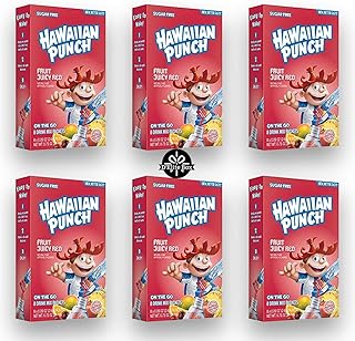 Hawaiian Punch Sugar-Free Juicy Red Powdered Drink Mix 6 Count of 8 packets each for Total 48 Sticks bundle packaged by D'Elite Box