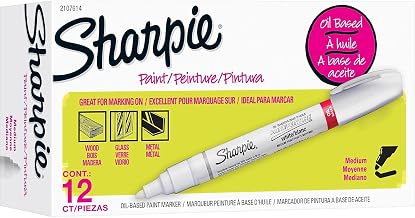 Sharpie Tank Paint Marker, Medium Tip, White, 12/Pack (2107614)