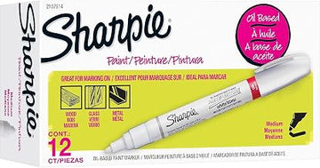 Sharpie Tank Paint Marker, Medium Tip, White, 12/Pack (2107614)