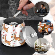 Heart Dog Pattern Splash Ashtray with Lid by ALAZA – Stainless Steel, C484, Model g541177090p1082c1149s2657