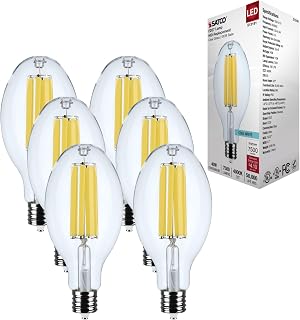Satco S13191 40W LED HID Replacement Bulb, 4000K Cool White, 7500 Lumens, EX39 Mogul Extended Base, Clear Finish, 80+ CRI, Non-Dimmable, Energy-Efficient, LED for Industrial and Commercial (6 Pack)