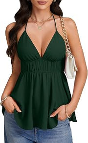 Women's Halter Deep V Neck Tank Tops