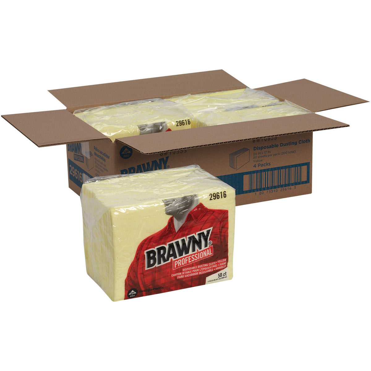 Georgia-Pacific Brawny Yellow 1/8 Fold Disposable Dusting Cloth by GP PRO, 24" Length x 17" Width, 29616 (Case of 4 Packs, 50