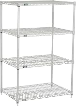 Nexelate Wire Shelving Starter Unit, Silver Epoxy, 36" W x 24" D x 54" H