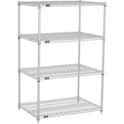 Nexelate Wire Shelving Starter Unit – 4, Alloy Steel, Silver, Model 24365EP