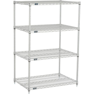 Nexelate Wire Shelving Starter Unit – 4, Alloy Steel, Silver, Model 24365EP