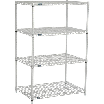 Nexelate Wire Shelving Starter Unit – 4, Alloy Steel, Silver, Model 24365EP