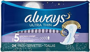 b'Always Ultra Thin Extra Heavy Overnight Pads with Flexi-Wings 24 ea (Pack of 6)'