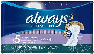 b'Always Ultra Thin Extra Heavy Overnight Pads with Flexi-Wings 24 ea (Pack of 6)'