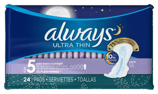 Pads Ultra Thin Size 5-24 Count (3 Pack) by Always – Regular, Cotton, Pack of 3, Model PPAX1422675