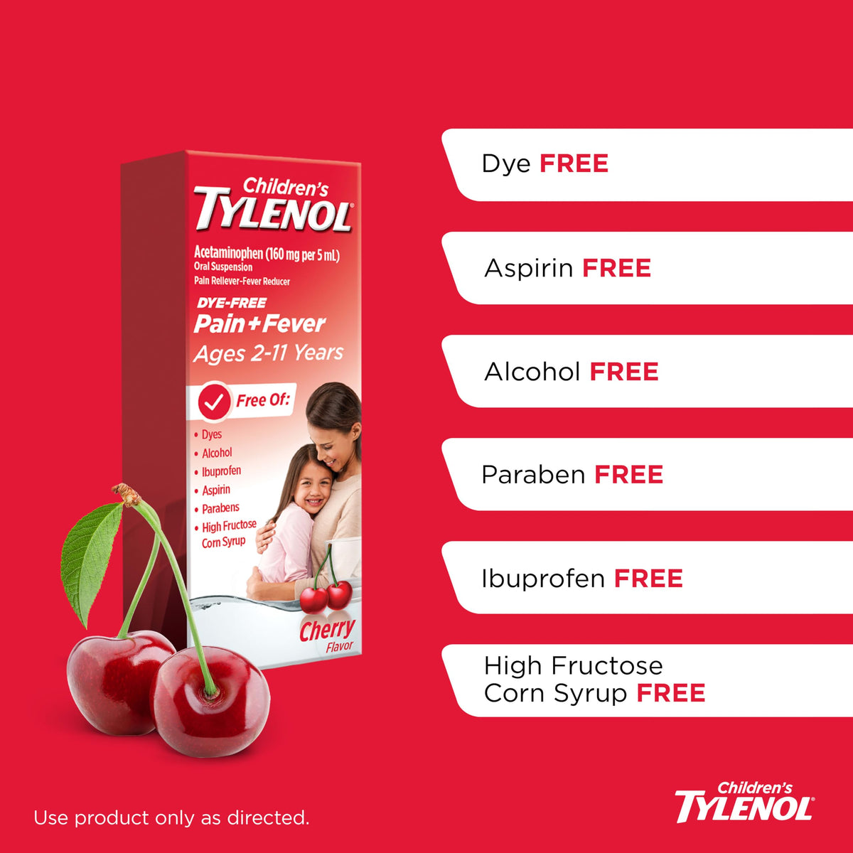 Tylenol Cherry Dye Free / 8 Ounce / Cherry (Dye-free) Acetaminophen