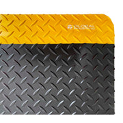 Global Industrial Diamond-Plate Anti Fatigue Mat – 9/16" Thick, 3'W x 16'L, Black/Yellow Border