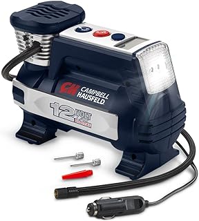 Powerhouse Digital Inflator, Portable Compressor, Auto Shut-Off, 12V 100 PSI & Safety Light (Campbell Hausfeld AF011400) | Programmable auto shut-off, cooling fan, threaded hose and LED light support convenient roadside inflation.