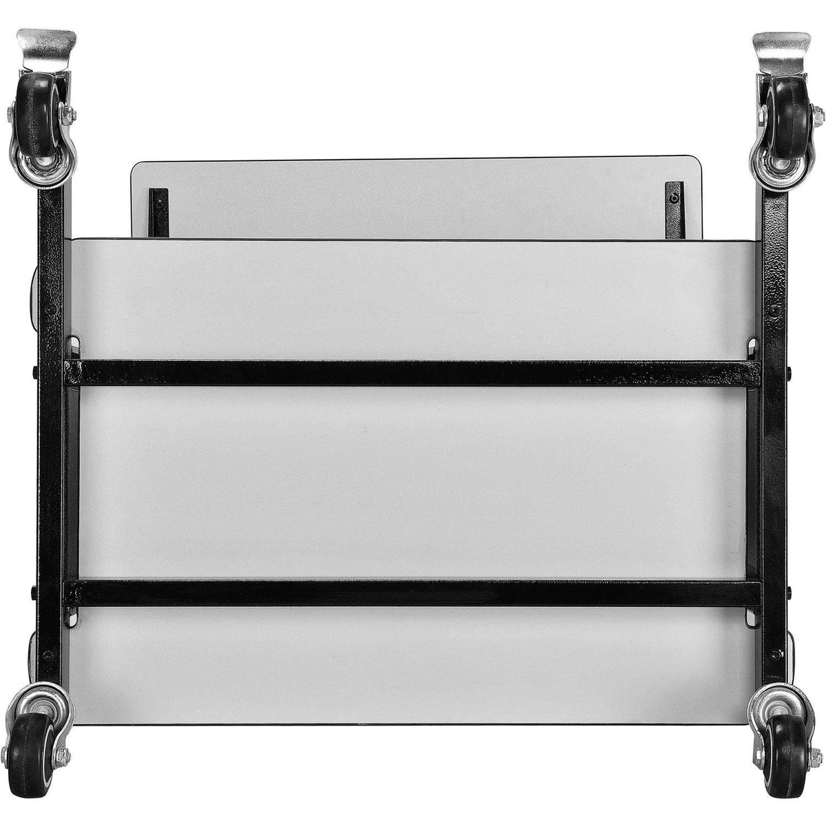 Mobile Computer Workstation with Keyboard & Mouse Tray by Global Industrial – 28.75"W x 21.88"D x 46"H, Steel/Laminate, Grey, Model 277216