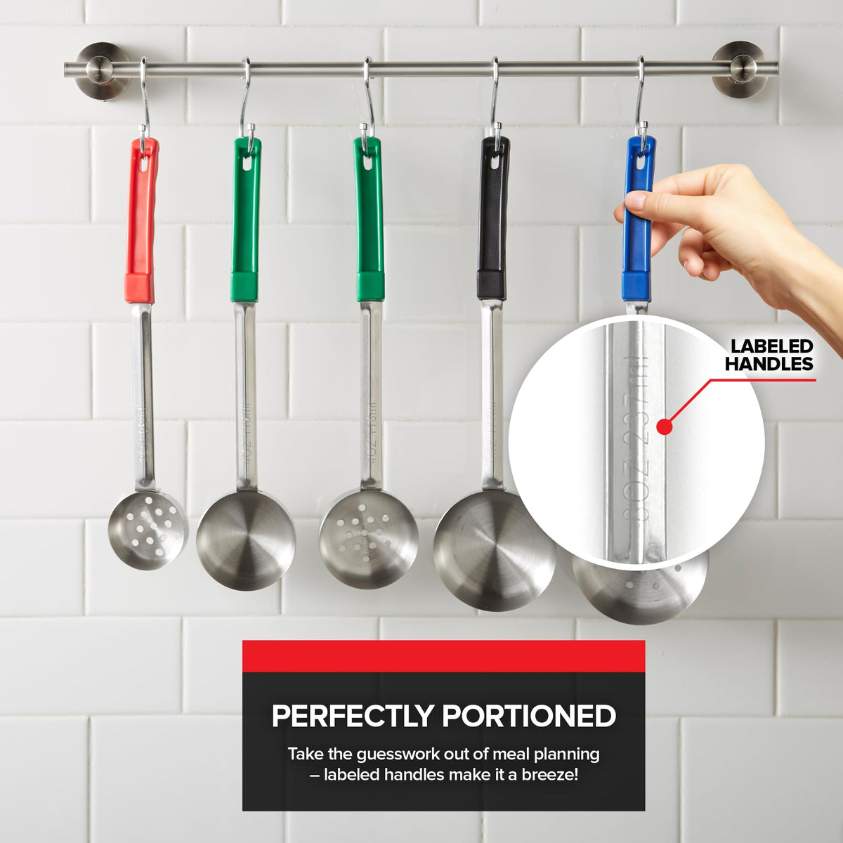 Portion Control Serving Spoons (Set of 8) by Stock Your Home – 8 Count, Stainless Steel, Multicolor, Pack of 8, Model Stock Your Home 3650