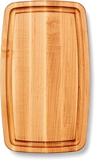John Boos CB Series Rectangular Wooden Maple Cutting Board 18”x10.5” | – 1.5” Thick, 8-lb Reversible Butcher Block with Rounded Edges, Juice Groove, Edge-Grain & Finger Grips – Made in the USA