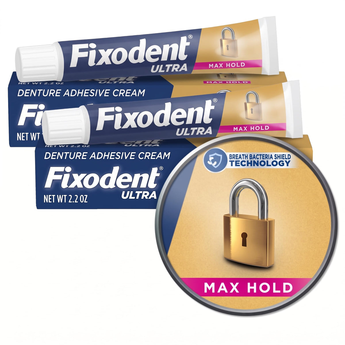 Ultra Max Hold Denture Adhesive by Fixodent – 2.2 Ounce (Pack of 2), Model PR75605
