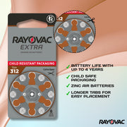 Hearing Aid Battery by Rayovac – 60 Count (Pack of 1), Iron, Brown Tab, Pack of 60, Model 312 / PR41