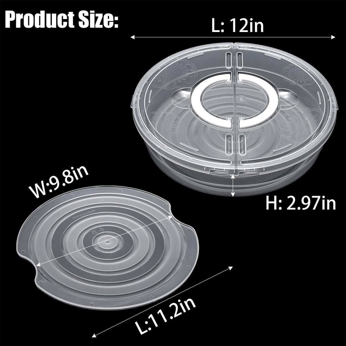 Lawei Pie Carrier Set, 12 Inch with Lid and Handle, Clear 3 Pack