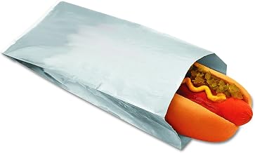 Packaging Dynamics 300456 Silver Foil Paper Hot Dog Bag, 3-1/2" x 1-1/2" x 8-1/2" Size (Case of 1,000)
