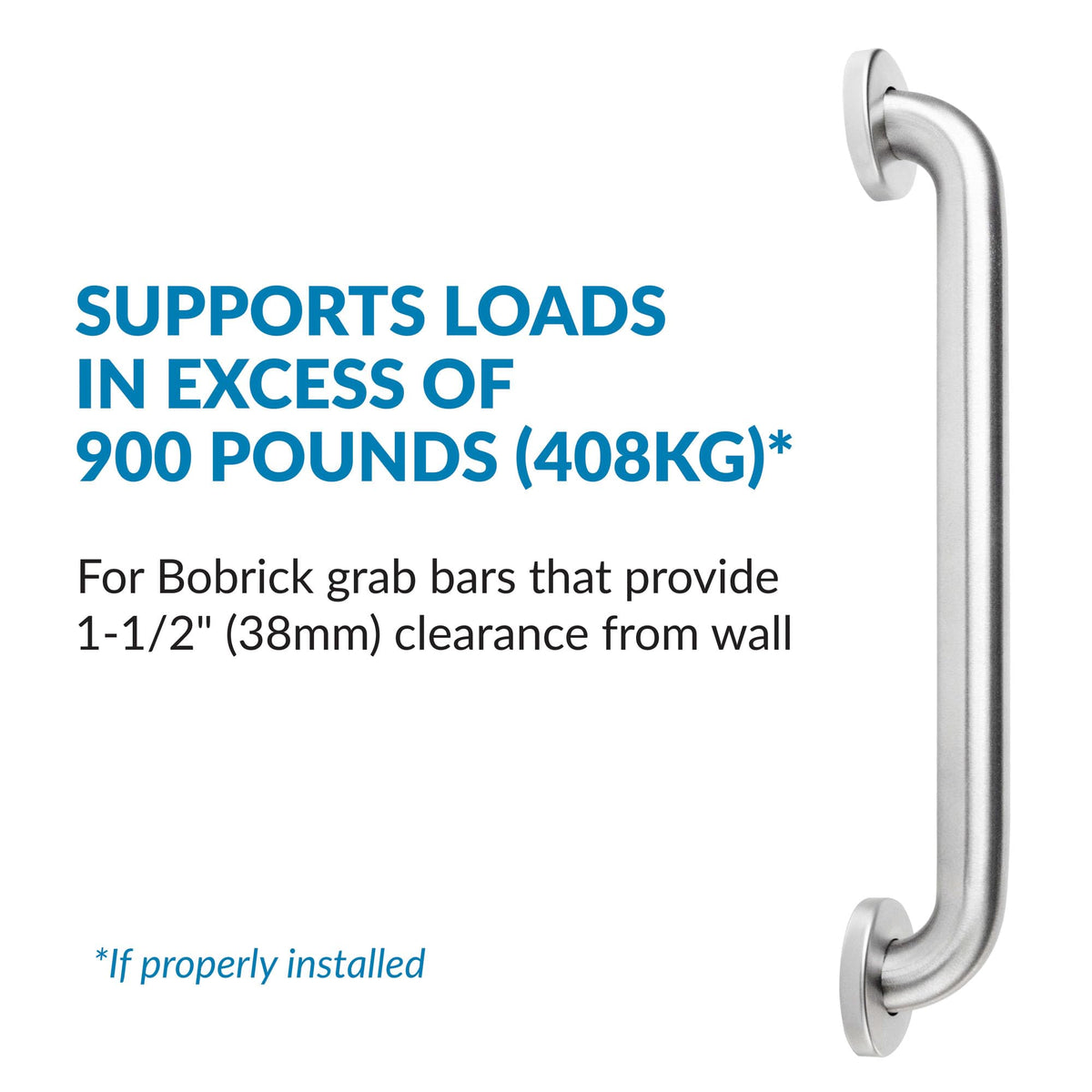 Straight Grab Bar by Bobrick – 42", Stainless Steel, Satin Finish, Model 6806x42