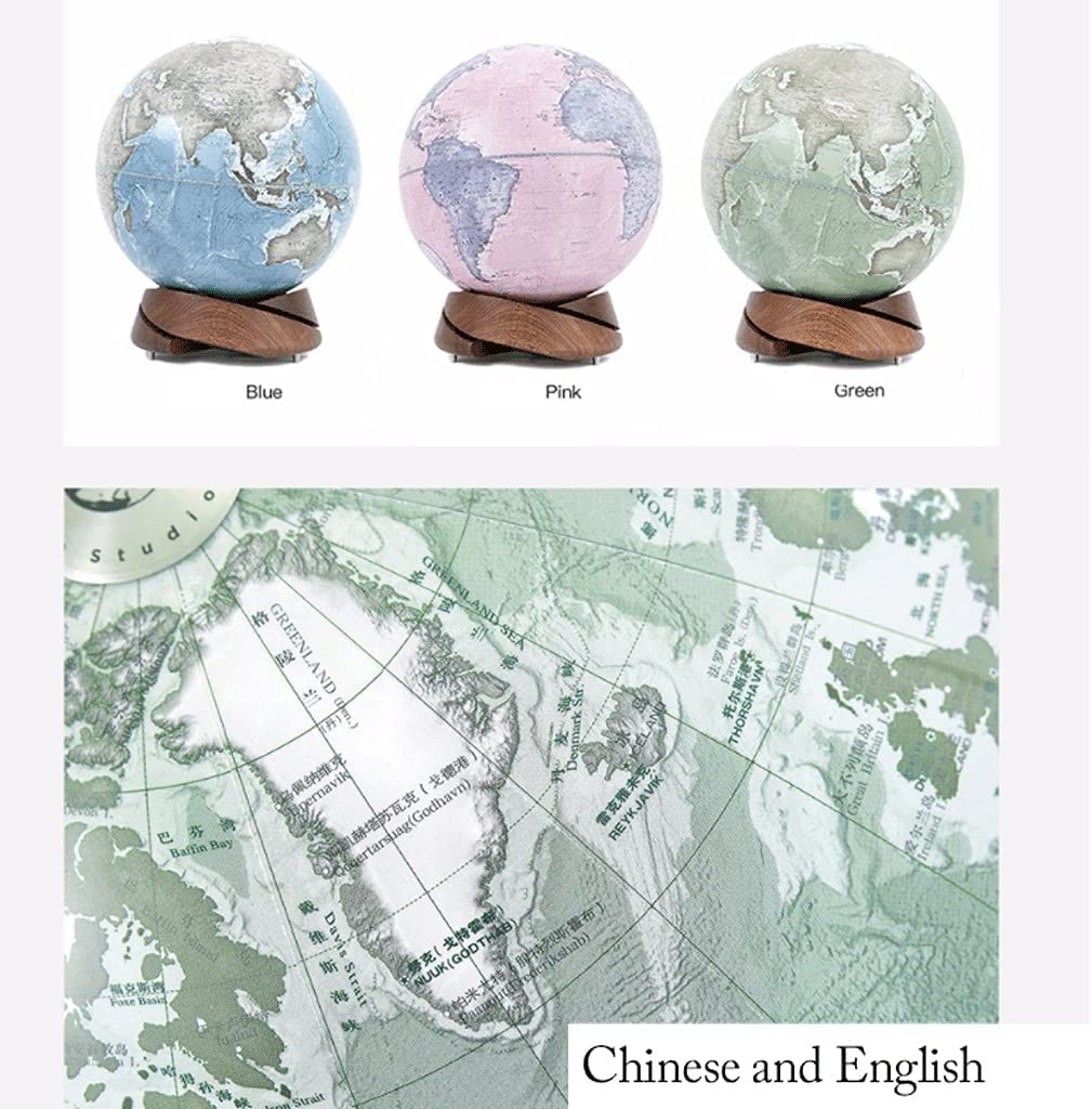 Globe, Cute Elegant Premium Decorative Creative with Black Walnut Base 10 Inch Diameter Clear Text Marking by SYUKMH – One Size, resin, World Globe E, Model VXVVAYCBA