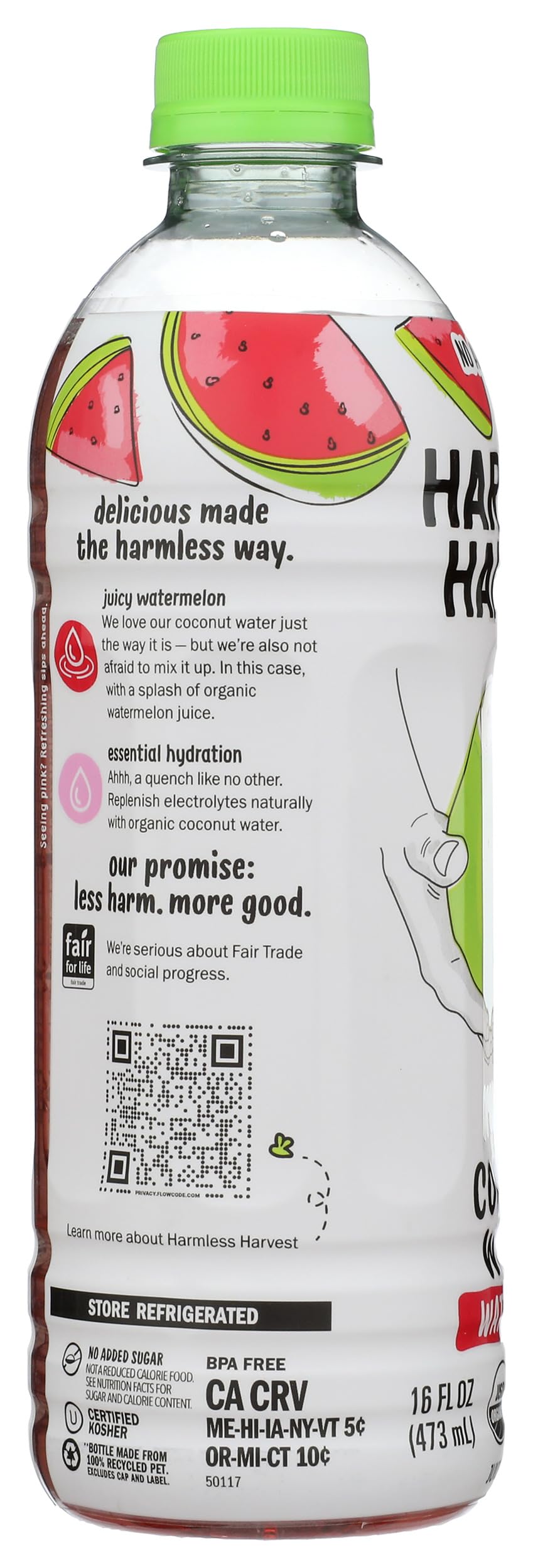 Coconut Water with Watermelon 16oz by Harmless Harvest – 16 Fl Oz (Pack of 1), Model 0810068900903