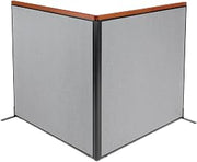 Global Industrial 60-1/4"W x 61-1/2"H Deluxe Freestanding 2-Panel Corner Room Divider, Gray