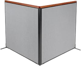 Global Industrial 60-1/4"W x 61-1/2"H Deluxe Freestanding 2-Panel Corner Room Divider, Gray