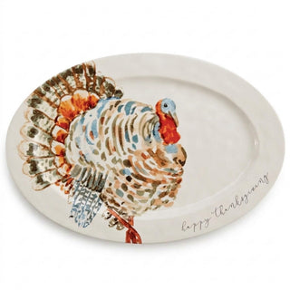Mud Pie Turkey Platter, Ceramic, Beige 14 x 20.5 Inches