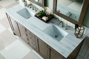 305-V72-3AF Chicago 72" Free Standing or Wall Mounted Double Basin Poplar Wood Vanity Set with 3 cm Arctic Fall Solid Surface Vanity Top and Rectangular Sinks - Whitewashed by
