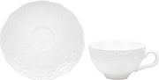 10 Strawberry Street Ever White 5 oz Cup & 6" Saucer, Set of 6