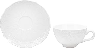 10 Strawberry Street Ever White 5 oz Cup & 6" Saucer, Set of 6