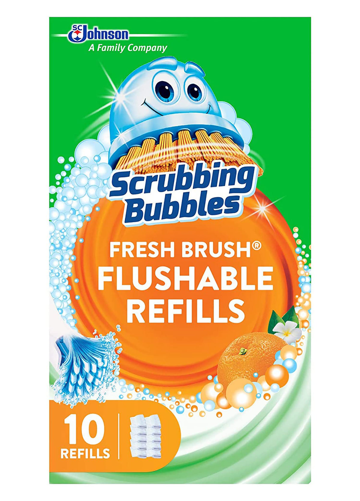 Fresh Brush Flushable Refills - Citrus Action Scent - 10 Count Flushable Refills Per Box - Pack of 3 Boxes by Scrubbing Bubbles – 12 Count (Pack of 3), White, Model 025700711025