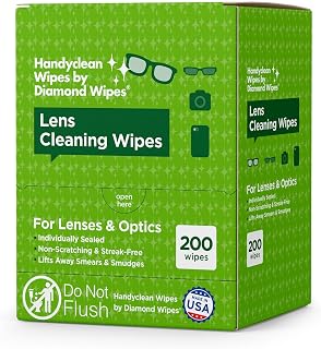 Diamond Wipes HandyClean Pre-Moistened Lens & Eyeglass Cleaner Wipes 6x5 In, 200 Count